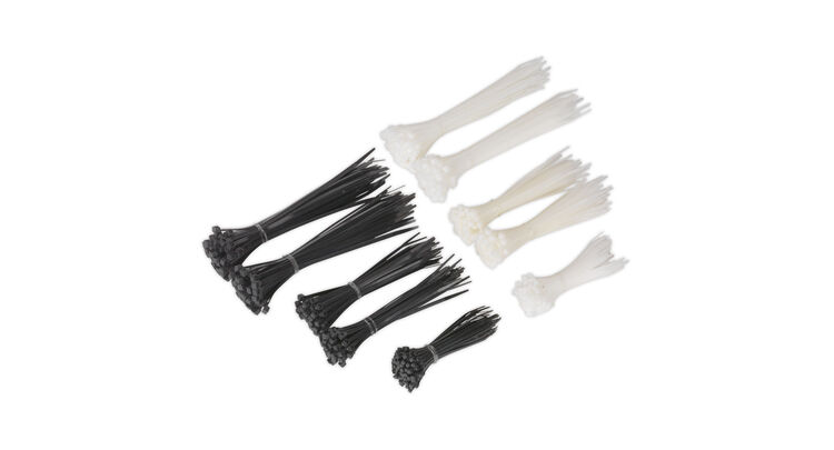 Sealey CT600BW Cable Tie Assortment Black/White Pack of 600