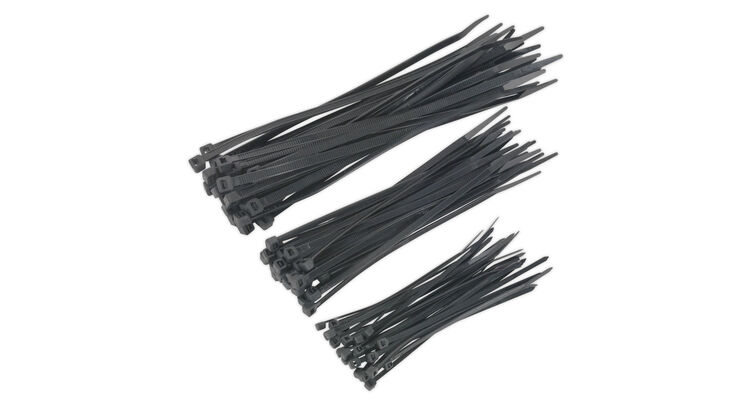 Sealey CT75B Cable Tie Assortment Black Pack of 75