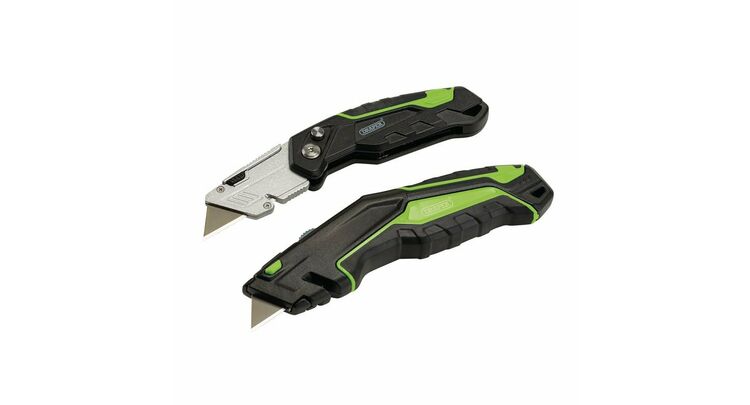 Draper 04773 Retractable & Folding Trimming Knife Set with 10 x SK2 Two Notch Blades