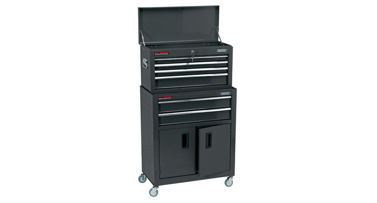 Draper 19572 Combined Roller Cabinet and Tool Chest, 6 Drawer, 24", Black