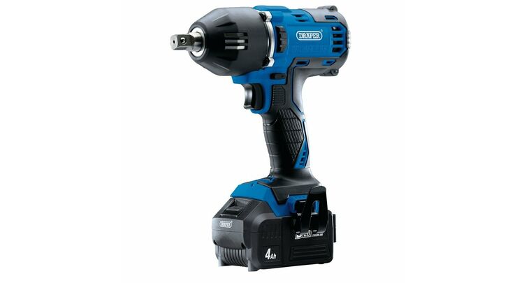 Draper 99251 D20 20V Brushless Mid-Torque Impact Wrench, 1/2", 2 x 4.0Ah Batteries, 1 x Fast Charger, 400Nm