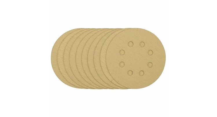 Draper 58111 Gold Sanding Discs with Hook & Loop, 125mm, 120 Grit (Pack of 10)