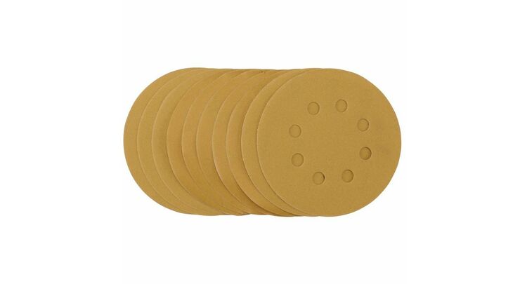 Draper 59766 Gold Sanding Discs with Hook & Loop, 125mm, 320 Grit (Pack of 10)