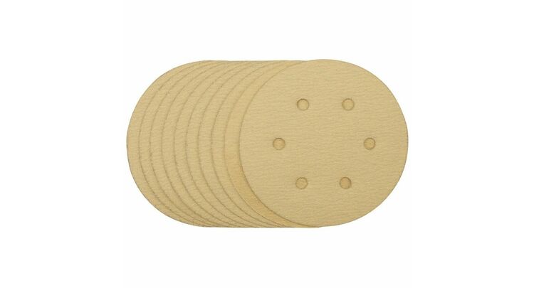 Draper 64025 Gold Sanding Discs with Hook & Loop, 150mm, 120 Grit (Pack of 10)