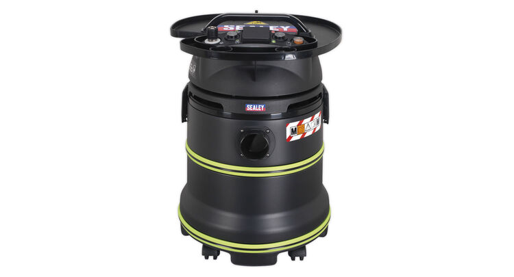 Sealey DFS35M Vacuum Cleaner Industrial Dust-Free Wet/Dry 35ltr 1000W/230V Plastic Drum Class M Self-Clean Filter