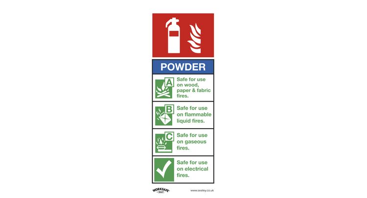 Sealey SS52V10 Safe Conditions Safety Sign - Powder Fire Extinguisher - Self-Adhesive Vinyl - Pack of 10