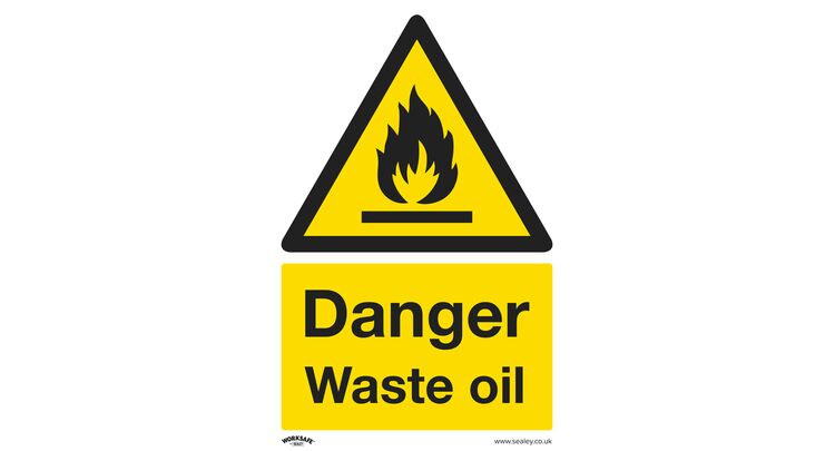 Sealey SS60V10 Warning Safety Sign - Danger Waste Oil - Self-Adhesive Vinyl - Pack of 10
