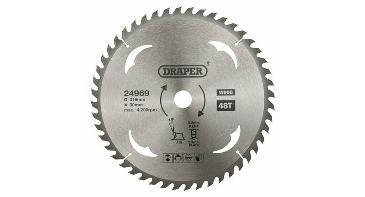 Draper 24969 TCT Circular Saw Blade for Wood, 315 x 30mm, 48T