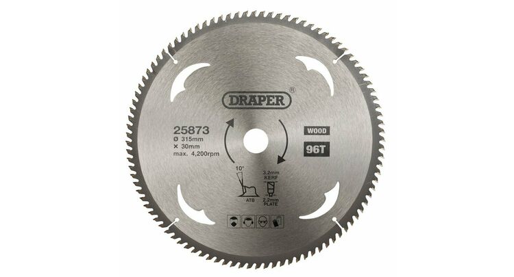 Draper 25873 TCT Circular Saw Blade for Wood, 315 x 30mm, 96T