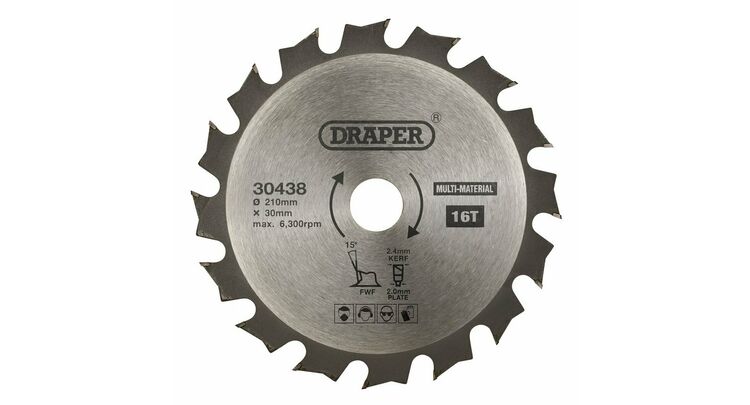 Draper 30438 TCT Multi-Purpose Circular Saw Blade, 210 x 30mm, 16T
