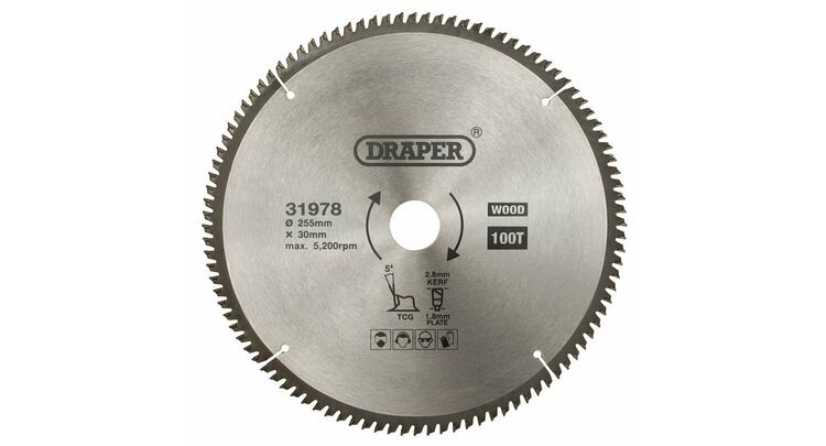 Draper 31978 TCT Triple Chip Grind Circular Saw Blade, 255 x 30mm, 100T
