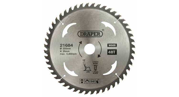 Draper 21684 TCT Circular Saw Blade for Wood, 255 x 30mm, 48T