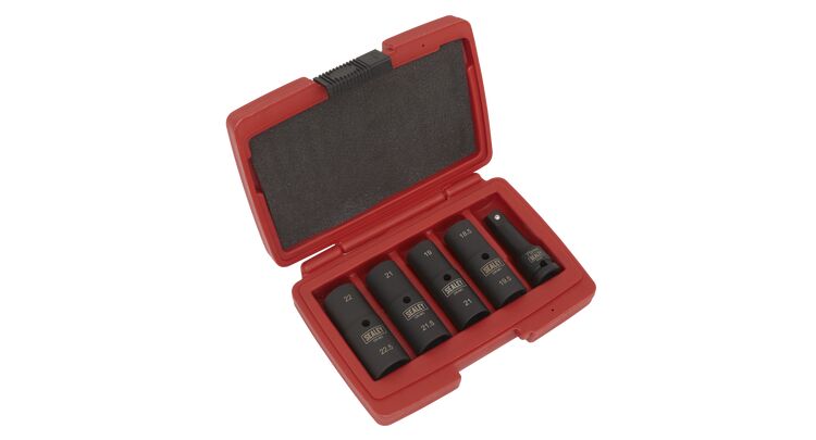 Sealey SX1820 Deep Impact Socket Set 1/2"Sq Drive 80mm Double Ended 18.5-22.5mm - 5pc