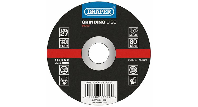 Draper 94793 DPC Metal Grinding Disc, 115 x 6 x 22.23mm