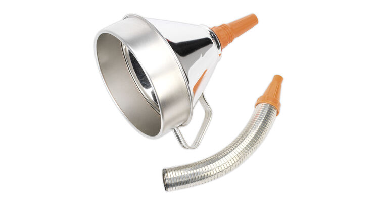 Sealey FM20F Funnel Metal with Flexible Spout & Filter &#8709;200mm