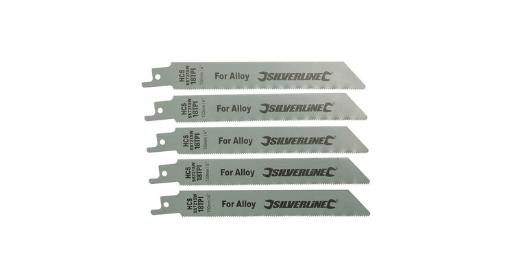 Silverline Recip Saw Blades for Alloy 5pk - HCS - 18tpi - 150mm