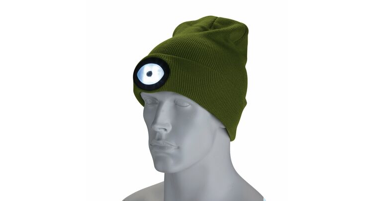 Draper 10018 Beanie Hat with Rechargeable Torch, One Size, 1W, 100 Lumens, Green