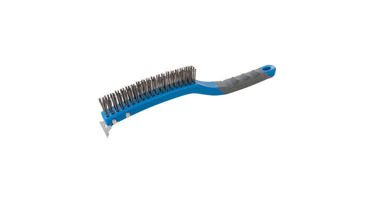 Silverline Stainless Steel Wire Brush with Scraper - 3 Row