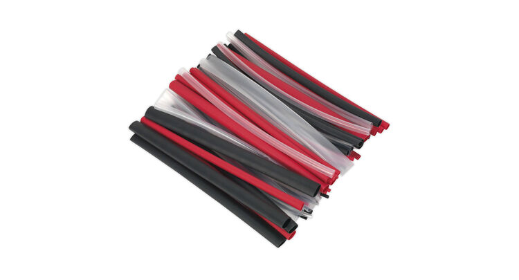 Sealey HSTAL72MC Heat Shrink Tubing Assortment 72pc Mixed Colours Adhesive Lined 200mm
