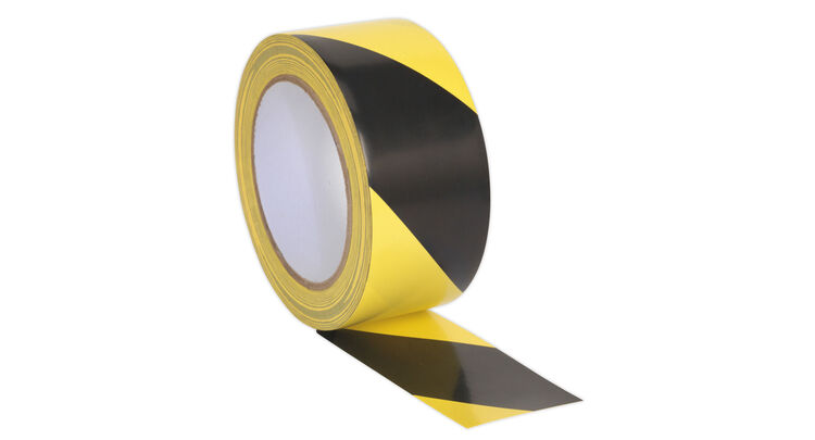 Sealey HWTBY Hazard Warning Tape 50mm x 33m Black/Yellow