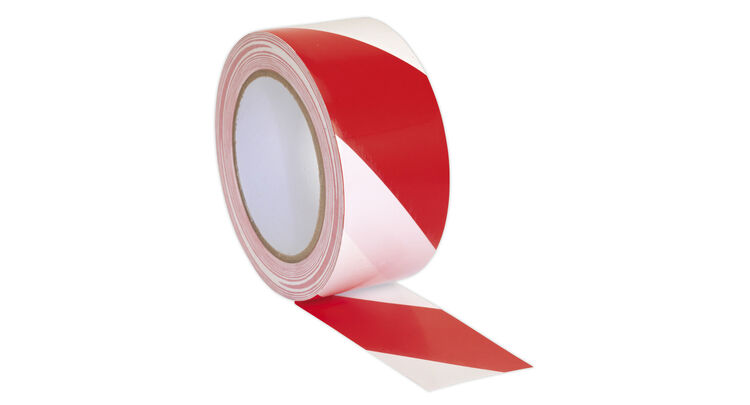 Sealey HWTRW Hazard Warning Tape 50mm x 33m Red/White