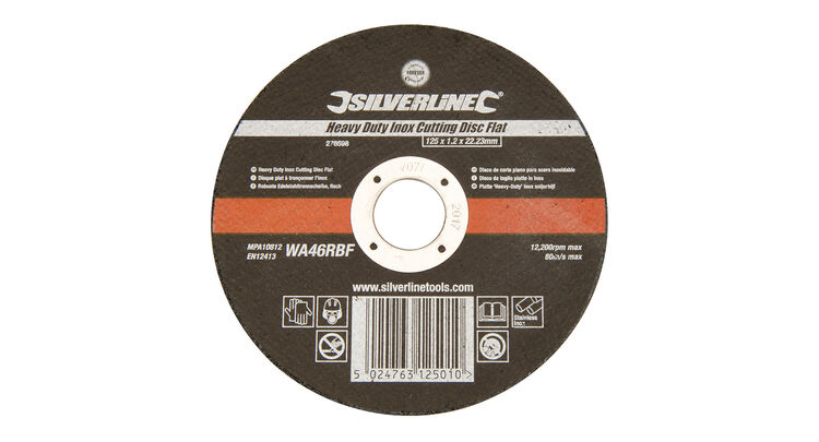 Silverline Heavy Duty Inox Cutting Disc Flat 125 x 1.2 x 22.23mm