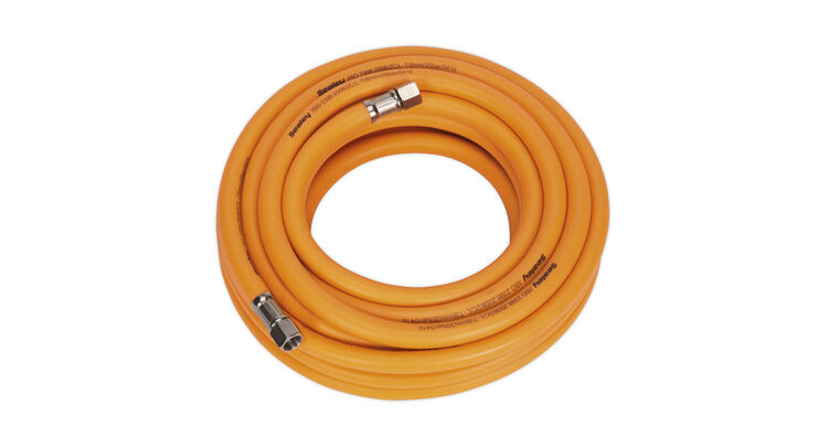 Sealey AHHC10 Air Hose 10m x &#8709;8mm Hybrid High Visibility with 1/4"BSP Unions