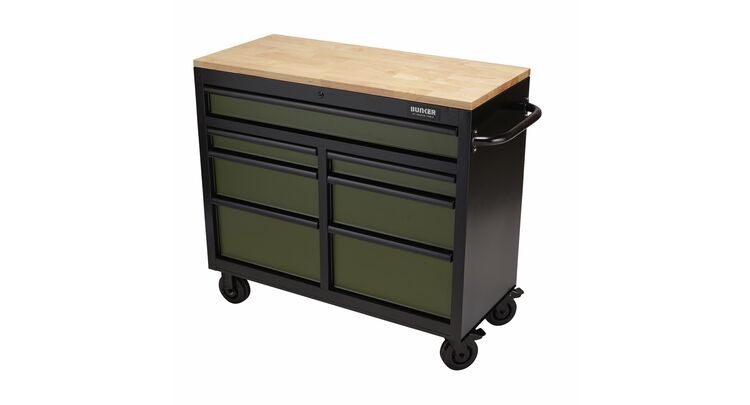 Draper 08221 BUNKER&#174; Workbench Roller Tool Cabinet, 7 Drawer, 41", Green