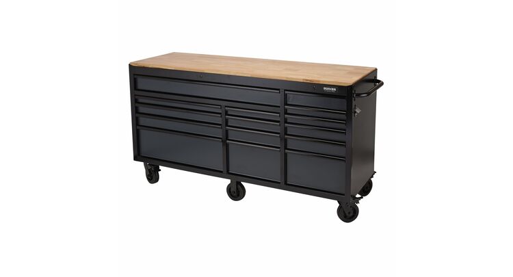 Draper 08241 BUNKER&#174; Workbench Roller Tool Cabinet, 15 Drawer, 72", Grey