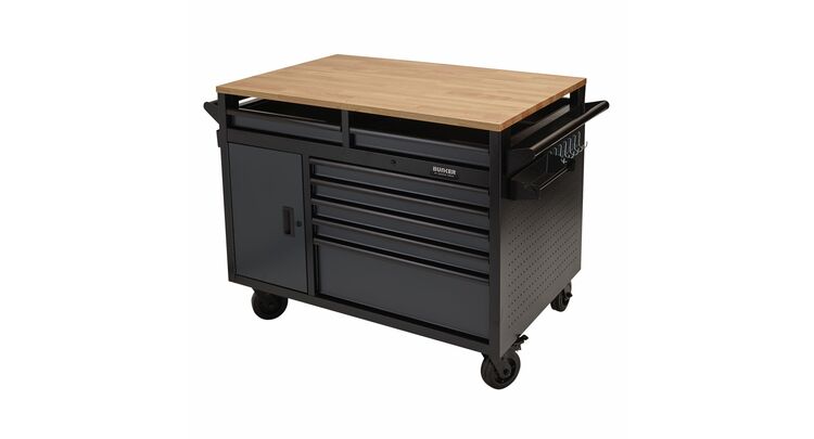 Draper 08251 BUNKER&#174; Multi-Functional Workbench Roller Tool Cabinet, 14 Drawer, 48", Grey
