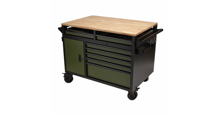 Draper 08269 BUNKER&#174; Multi-Functional Workbench Roller Tool Cabinet, 14 Drawer, 48", Green