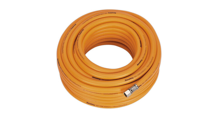 Sealey AHHC20 Air Hose 20m x &#8709;8mm Hybrid High Visibility with 1/4"BSP Unions
