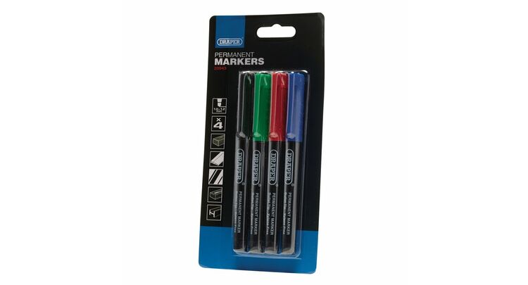 Draper 20943 Marker Pens, Multicoloured (Pack of 4)