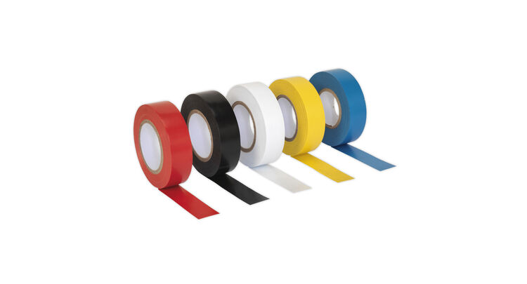 Sealey ITMIX10 PVC Insulating Tape 19mm x 20m Mixed Colours Pack of 10