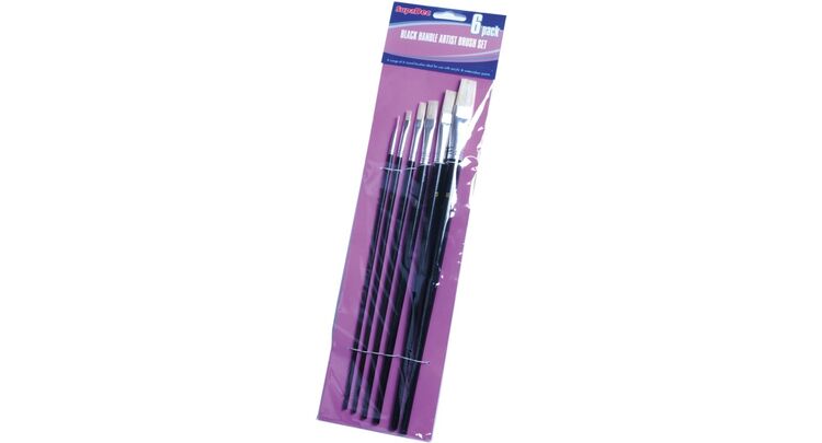 SupaDec BAB6 Black Handle Artist Brush Set