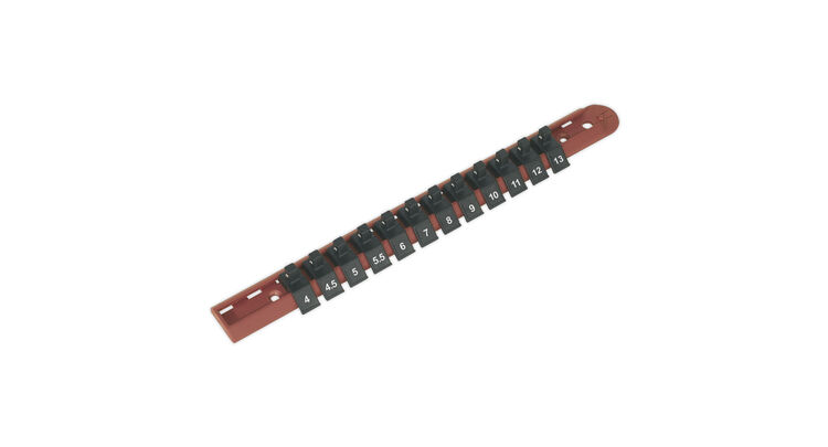 Sealey AK1412 Socket Retaining Rail with 12 Clips 1/4"Sq Drive
