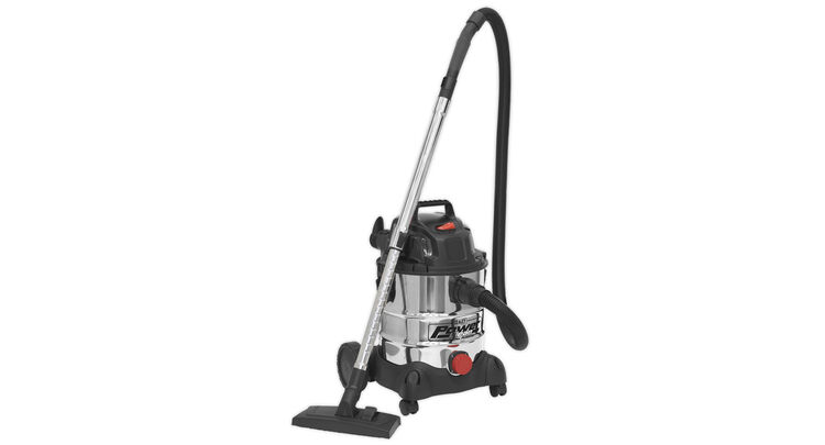 Sealey PC200SD Vacuum Cleaner Industrial Wet & Dry 20ltr 1250W/230V Stainless Drum