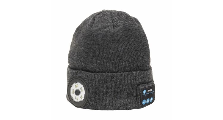 Draper 28351 Smart Wireless Rechargeable Beanie with LED Head Torch and USB Charging Cable, Grey, One Size