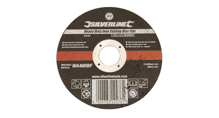 Silverline Heavy Duty Inox Slitting Disc Flat 115 x 1.2 x 22.23mm