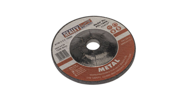 Sealey PTC/100G Grinding Disc &#8709;100 x 6mm 16mm Bore