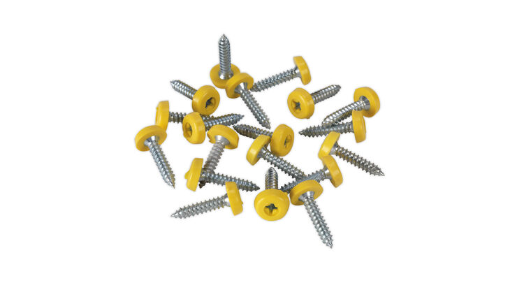 Sealey PTNP6 Number Plate Screw Plastic Enclosed Head 4.8 x 24mm Yellow Pack of 50