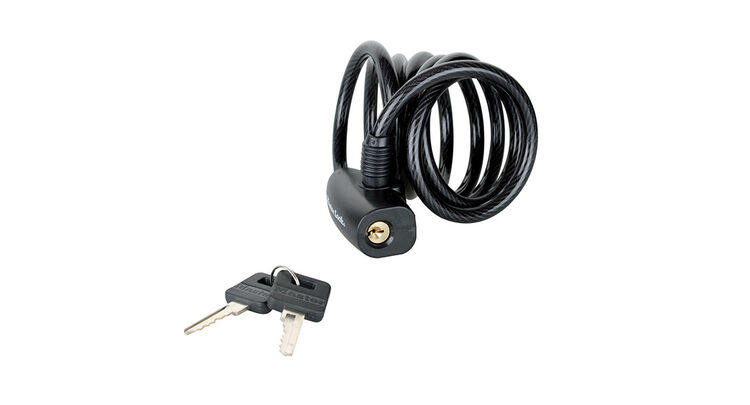 Master Lock Black Self Coiling Keyed Cable 1.8m x 8mm