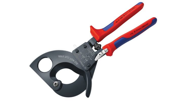 Knipex 95 31 Series Ratchet Action Cable Shears, Multi-Component Grip