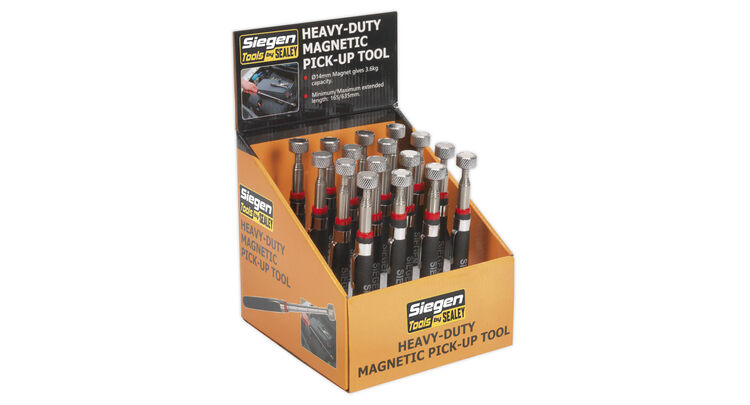 Sealey S0823DB Heavy-Duty Magnetic Pick-Up Tool 3.6kg Capacity Display Box of 16