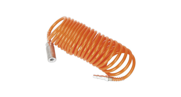 Sealey SA305 PE Coiled Air Hose 5m x &#8709;5mm with Couplings