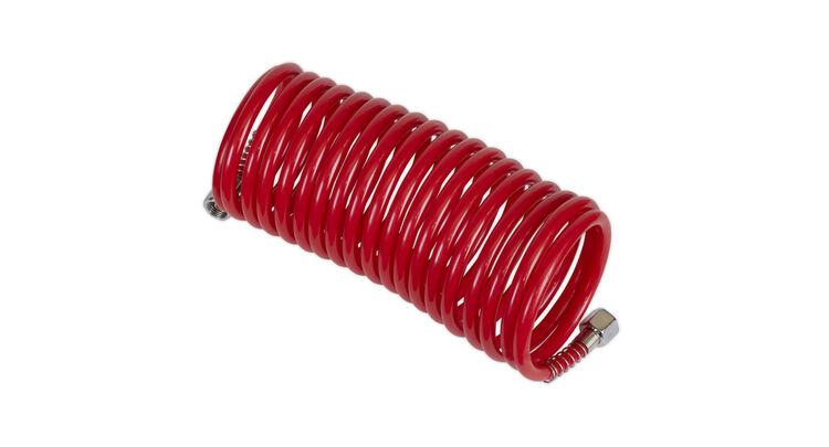 Sealey SA335 PE Coiled Air Hose 5m x &#8709;5mm with 1/4"BSP Unions