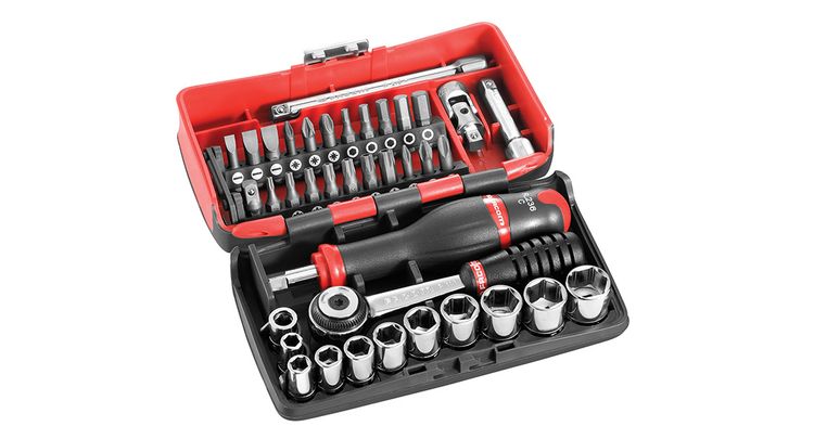 FACOM 38-dlg. 1/4 dopsleutelset R2NANO (metrisch, zeskant, complete gereedschapskoffer incl. 2 verlenging, cardanscharnier, bits, verbindingsstuk, steeksleutel & steekgreep FACOM 38-dlg. 1/4 dopsleutelset R2NANO (metrisch, zeskant, complete gereedschapskoffer incl. 2 verlenging, cardanscharnier, bits, verbindingsstuk, steeksleutel & steekgreep
