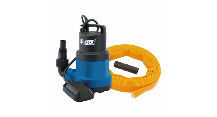 Draper 12429 Submersible Clean Water Pump with Float Switch and Layflat Hose, 191L/min, 550W