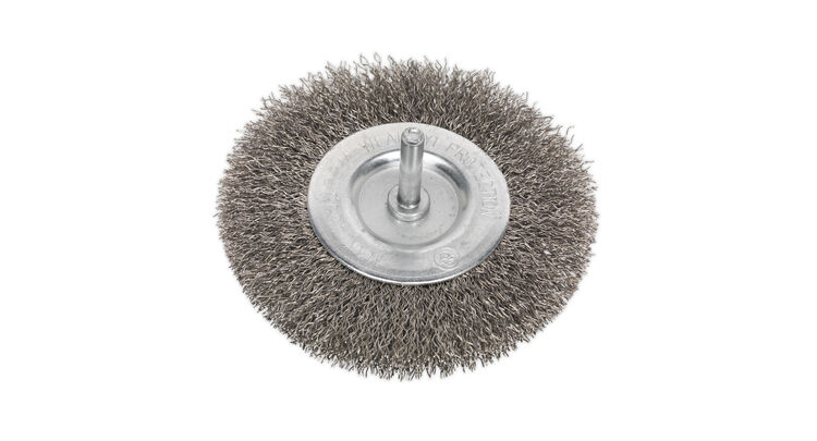 Sealey SFBS100 Flat Wire Brush Stainless Steel 100mm with 6mm Shaft