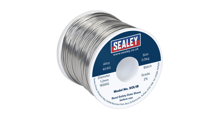 Sealey SOL18 Solder Wire Quick Flow 1.2mm/18SWG 40/60 0.5kg Reel